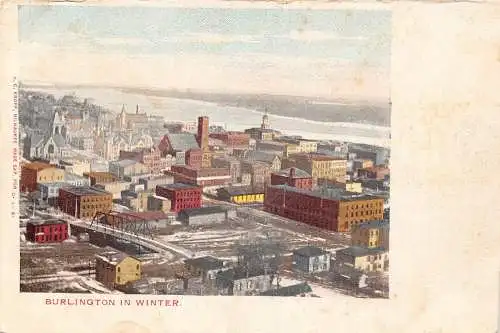 B029 US Vermont Burlington im Winter Gesamtansicht Vintage Postkarte