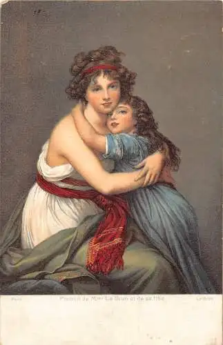 Paris Portrait of Madame Le Brun and Her Daughter Vintage Postcard