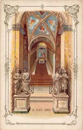 Italien Rom Roma La Scala Santa Treppe Statuen Vintage Postkarte