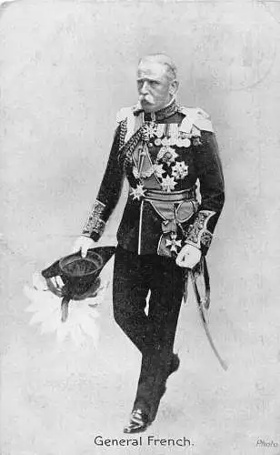 Britischer General Französisch mit Ehrenzeichen im Ersten Weltkrieg 1914 Vintage Postkarte