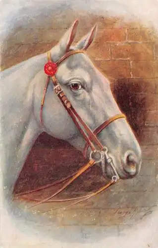 Art of White Horse Head Vintage Postkarte