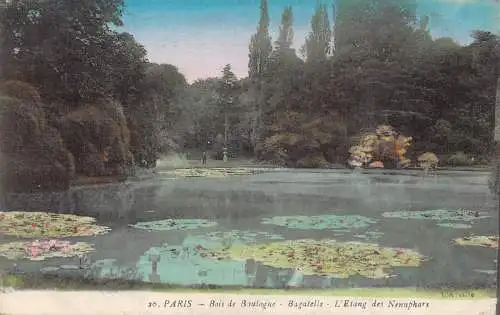 Frankreich Paris Bois de Boulogne Bagatelle L'Etang des Nenuphars See Postkarte