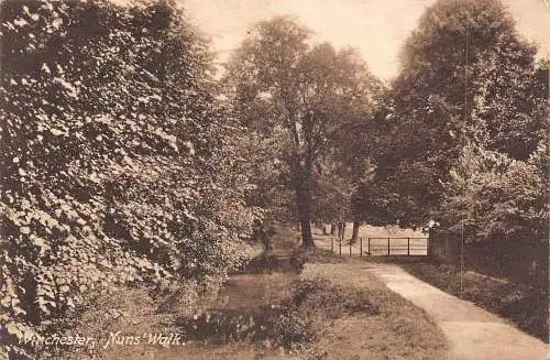 England 1912 Winchester Nuns' Walk Vintage Postkarte