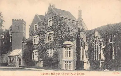 England Dartington Hall und Kirche in der Nähe von Totnes Vintage Postkarte