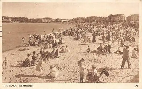 England 1955 The Sands Weymouth Beach Chair Lounges Vintage Postkarte