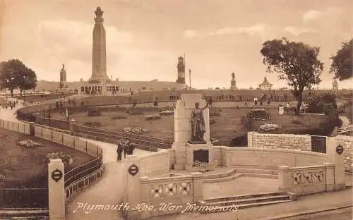 England Plymouth Hoe War Memorials Vintage Postkarte