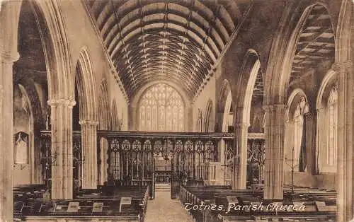 England Totnes Pfarrkirche Innenraum Vintage Postkarte