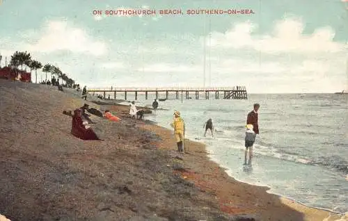 England 1907 Southchurch Beach Southend-on-sea alte Postkarte