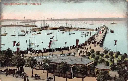 England 1909 The Princess Pier Torquay Boats Vintage Postkarte