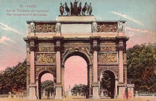 Frankreich Triumphbogen Karussell Paris Vintage Postkarte