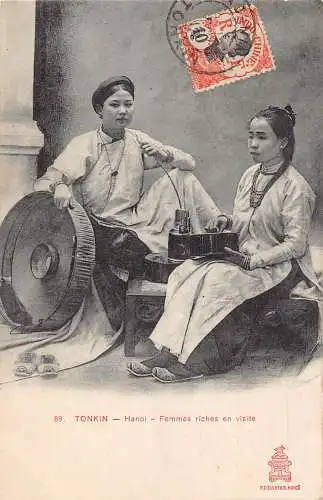 Vietnam Indochine 1912 Tonkin Hanoi reiche Frauen ethnische Vintage Postkarte