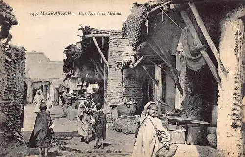 Marokko Marrakesch Medina Straße ethnische Vintage Postkarte