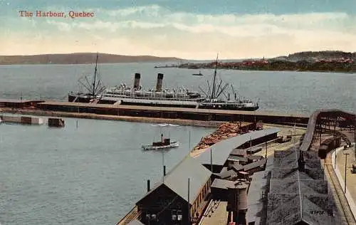 Kanada Quebec The Harbour Steamboat Vintage Postkarte