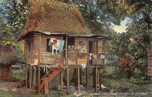 Panama Demütiges Leben auf der Landenge von Panama Holzhaus Postkarte