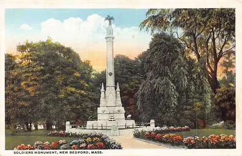 US Massachusetts New Bedford Soldier Monument Vintage Postkarte