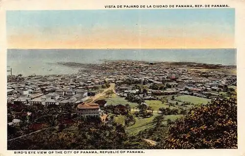 Panama Vogelperspektive von Panama City Vintage Postkarte