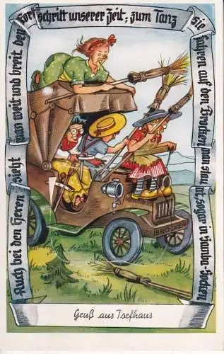 B054 Neuheit Deutschland Gruss aus Torfhaus Hexenfegerwagen Auszug Postkarte