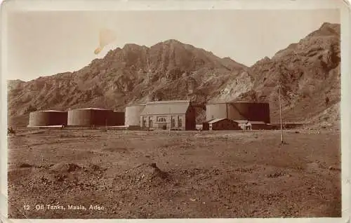 Jemen Aden Öltanks Maala RPPC Vintage Postkarte