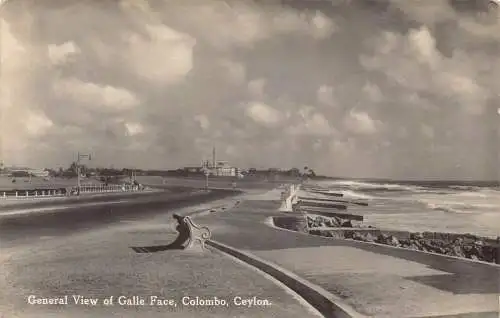Ceylon Sri Lanka Gesamtansicht der Galle Face Sea RPPC Vintage Postkarte