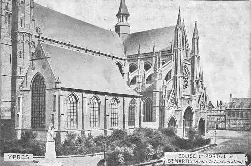 Belgien Ypern Eglise et Portail St Martin Vintage Postkarte