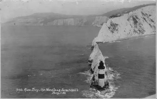 B056 England 1937 Alum Bay the Needles and Seratchell's Bay RPPC Postkarte