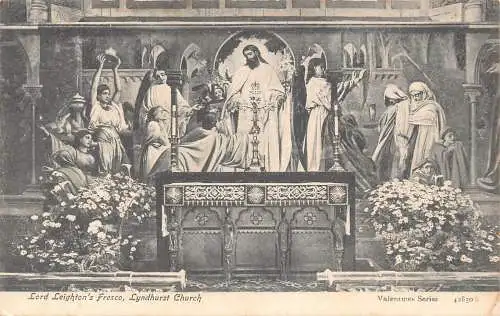 B057 England Lord Leighton's Fresco Lyndhurst Church Vintage Postkarte