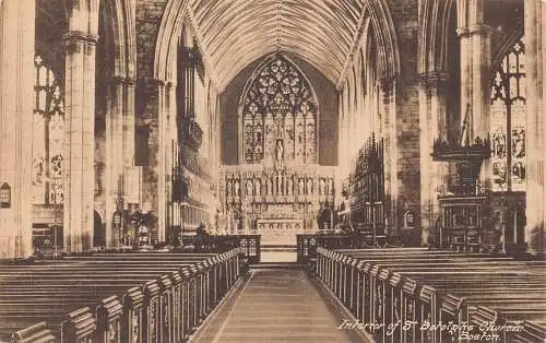 B057 England Interieur of St Botolphs' Church Boston Vintage Postkarte