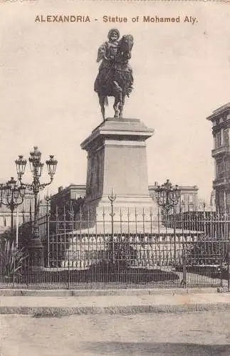 Ägypten Alexandria Statue von Mohamed Aly Vintage Postkarte