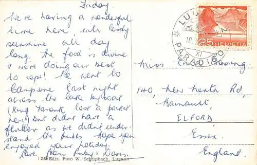 Schweiz 1951 Lugano Multi-View Vintage Postkarte