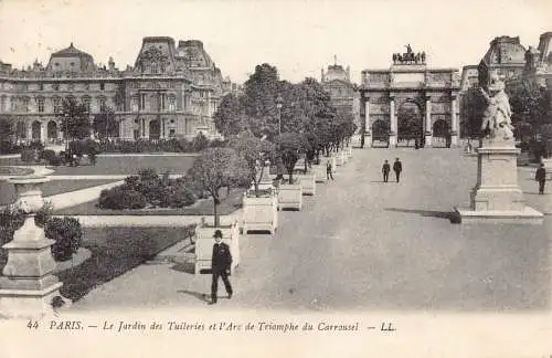 Frankreich Paris 1918 Jardin des Tuileries l'Arc de Triomphe du Carrousel Postkarte