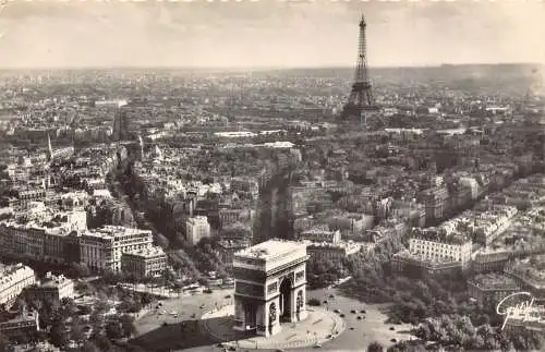 Frankreich Paris 1961 Gesamtansicht Tour Eiffel Triumphbogen Vintage Postkarte