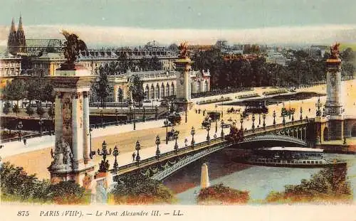 Frankreich Paris Le Pont Alexandre III Brücke Vintage Postkarte