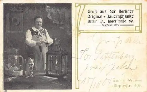 A109 Deutschland 1904 Gruss aus Berliner Original Bauernschaenke Dorf In Postkarte