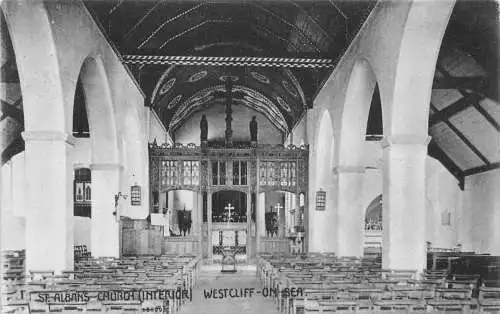 B057 England 1909 Westcliff on sea St Alban's Church Vintage Postkarte
