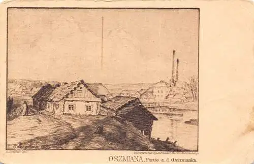 B058 Weißrussland Ashmyany Oszmiana Partie ad Oszmianka 1917 WWI Feldpostkarte