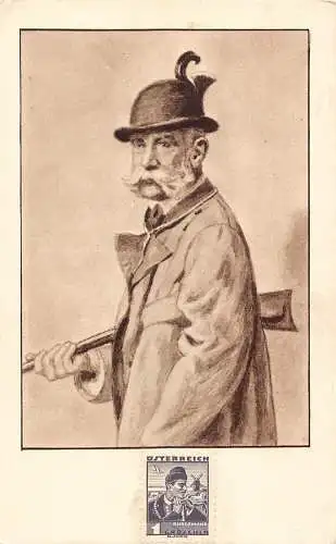 B060 Kunst Kaiser Franz Joseph in Jägertracht Vintage Postkarte