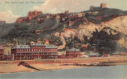 B056 England The Castle vom Pier Dover Vintage Postkarte
