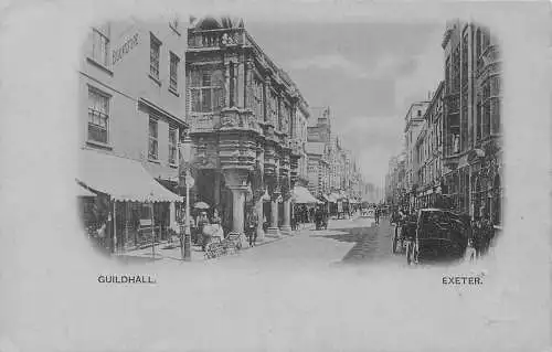 B055 England 1905 Guildhall Exeter Vintage Postkarte