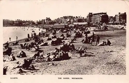 B056 England 1914 The Sands Weymouth Vintage Postkarte