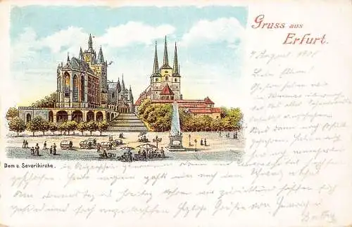 A116 Deutschland 1901 Gruss aus Erfurter Dom Severikirche Kirche Litho Postkarte