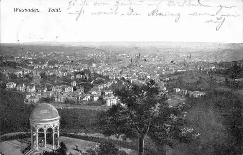 A115 Deutschland 1910 Wiesbaden Gesamtansicht Vintage Postkarte