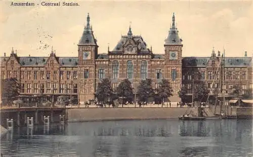 A114 Niederlande 1912 Amsterdam Hauptbahnhof Vintage Postkarte