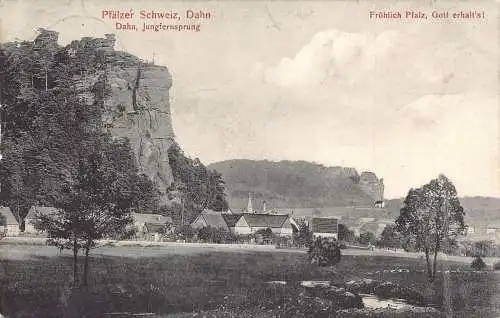 A118 Deutschland 1915 Pfaelzer Schweiz Dahn Jungfernsprung Klippe Vintage Postkarte