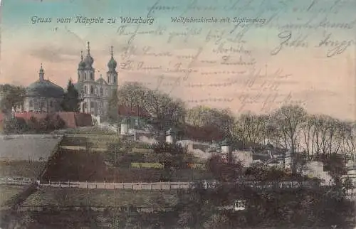 A117 Deutschland 1908 Gruss vom Kaeppele Würzburg Wallfahrtskirche Postkarte