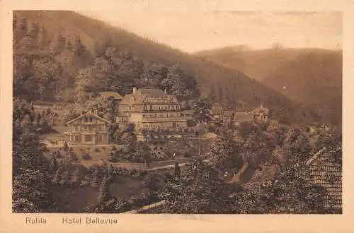 A117 Deutschland Ruhla Hotel Bellevue Vintage Postkarte