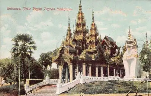 L227 Burma Myanmar Rangun Shwe Dagon Pagode Vintage Postkarte