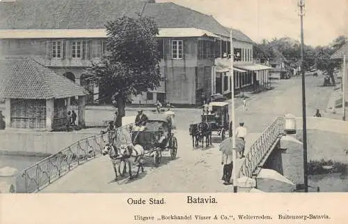 L228 Indonesien Niederländisch Ostindien Batavia Altstadt Reisebus Postkarte