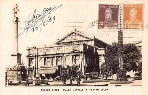 L360 Argentinien 1913 Buenos Aires Plaza Lavalle Square Colon Theater Postkarte