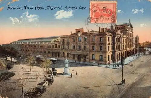 L361 Argentinien Buenos Aires 1917 Estacione Once Carriages Vintage Postkarte