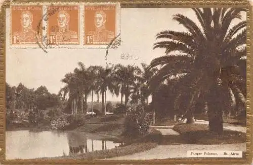 L361 Argentinien 1924 Buenos Aires Parque Palermo Park Vintage Postkarte